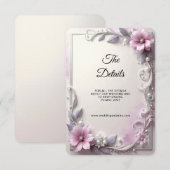 Pink Floral Frame Detail Enclosure Begleitkarte (Vorne/Hinten)