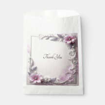 Pink Floral Frame Favor Bag