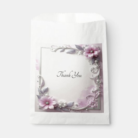 Pink Floral Frame Favor Bag Geschenktütchen (Vorderseite)