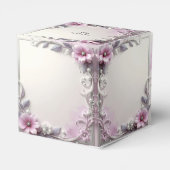 Pink Floral Frame Favor Box Geschenkschachtel (Rückseite)