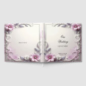Pink Floral Frame Guest Book Gästebuch (Voll)