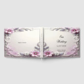 Pink Floral Frame Guest Book Gästebuch (Voll)