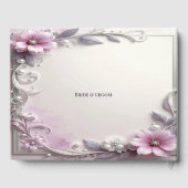 Pink Floral Frame Guest Book Gästebuch (Rückseite)