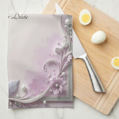 Pink Floral Frame Kitchen Towel Geschirrtuch (Viertel Falte)