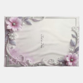 Pink Floral Frame Kitchen Towel Geschirrtuch (Horizontal)