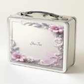 Pink Floral Frame Lunch box (Rückseite)