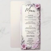 Pink Floral Frame Menu Menükarte (Vorne/Hinten)