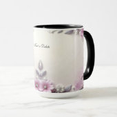 Pink Floral Frame Mug Tasse (VorderseiteRechts)
