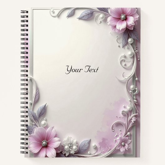 Pink Floral Frame Notebook Notizblock (Vorderseite)