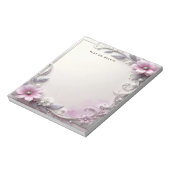 Pink Floral Frame Notepad Notizblock (Rotiert)