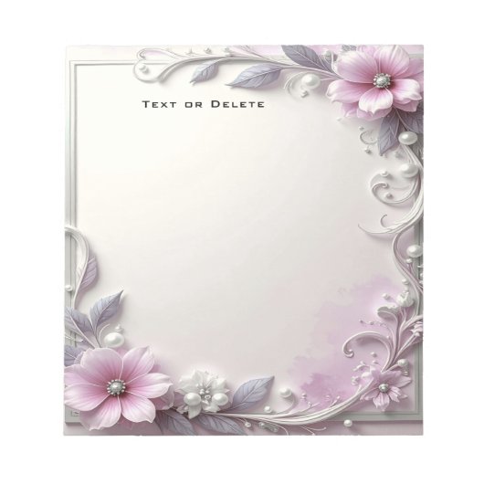 Pink Floral Frame Notepad Notizblock (Vorderseite)