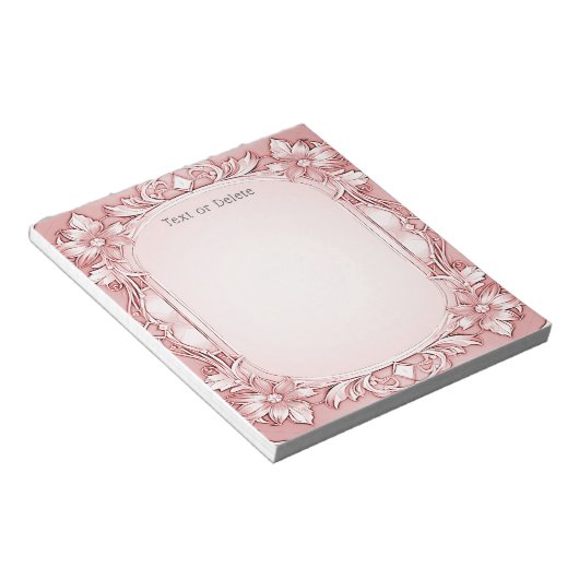 Pink Floral Frame Notepad Notizblock (angewinkelt)