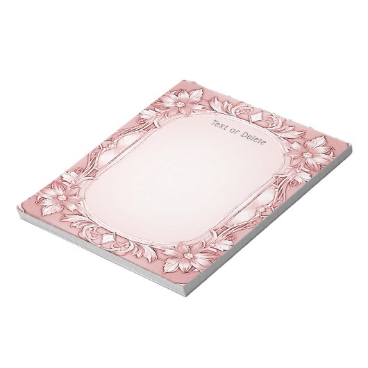 Pink Floral Frame Notepad Notizblock (Rotiert)