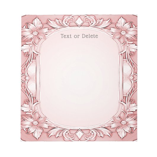 Pink Floral Frame Notepad Notizblock (Vorderseite)