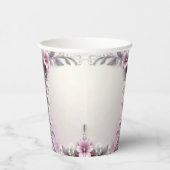 Pink Floral Frame Paper Cups Pappbecher (Rechts)