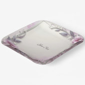 Pink Floral Frame Paper Plate Pappteller (Gewinkelt)