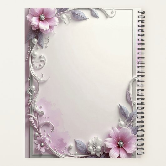 Pink Floral Frame Planner Planer (Rückseite)