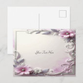 Pink Floral Frame Postcard Postkarte (Vorne/Hinten)