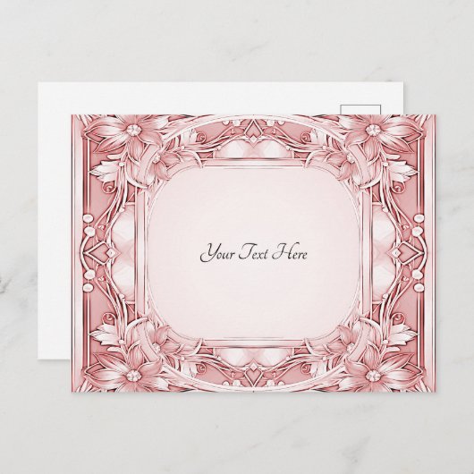 Pink Floral Frame Postkarte (Vorne/Hinten)