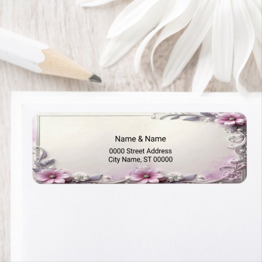 Pink Floral Frame Return Address Label (Insitu)