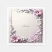 Pink Floral Frame Serviette (Vorderseite)