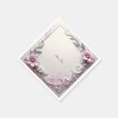Pink Floral Frame Serviette (Ecke)