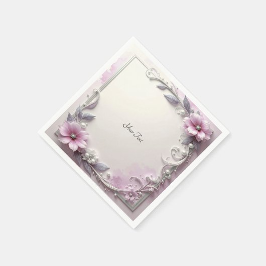 Pink Floral Frame Serviette (Ecke)