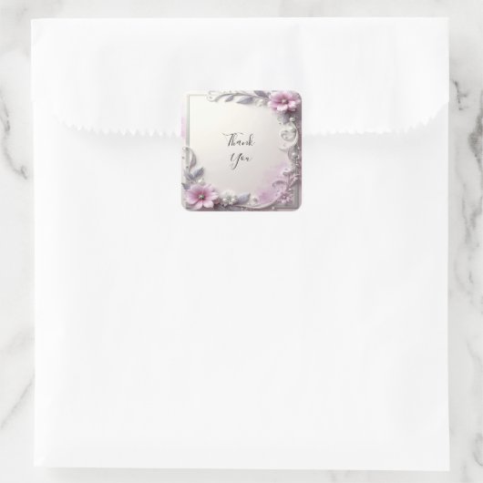 Pink Floral Frame Sticker (Tasche)