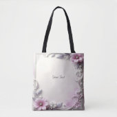 Pink Floral Frame Tote Bag Tasche (Vorderseite)