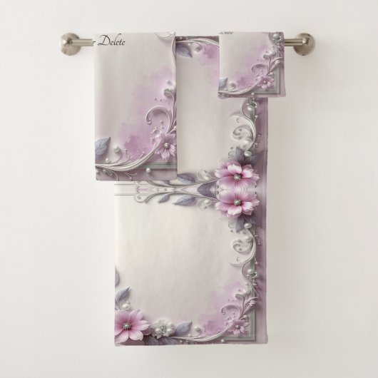 Pink Floral Frame Towel Set (Insitu)