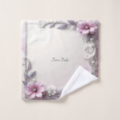 Pink Floral Frame Towel Set (Waschlappen)