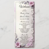 Pink Floral Frame Wedding  Programm (Vorderseite)