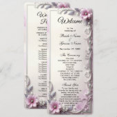 Pink Floral Frame Wedding  Programm (Vorne/Hinten)