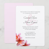 Pink Floral Frangipani White Wedding Einladung (Vorne/Hinten)