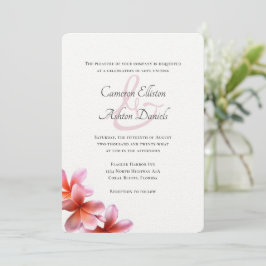 Pink Floral Frangipani White Wedding Einladung