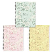 Pink Floral French Toile Flower Custom Name Recipe Notizblock