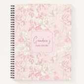Pink Floral French Toile Flower Custom Name Recipe Notizblock (Vorderseite)