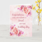 Pink Floral Friend Hochzeitstag Gratulation Karte (Gelbe Blume)