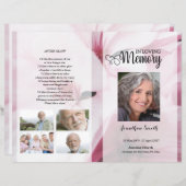 Pink floral Funeral Program template (Vorne/Hinten)