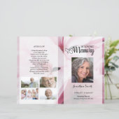 Pink floral Funeral Program template (Stehend Vorderseite)