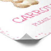 Pink Floral Furry Bunny First Birthday Party Unter Poster (Ecke)