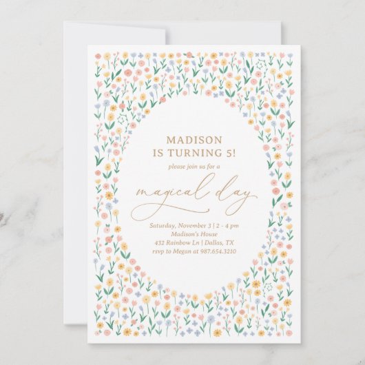 Pink Floral Garden Giro Birthday Party Einladung (Vorderseite)