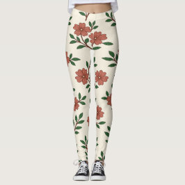 Pink Floral Garden Legging Print Leggings