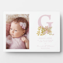 Pink Floral Garland Initial Baby Name