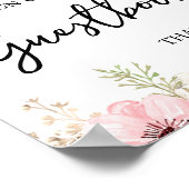 Pink Floral Gästebuch Babydusche Schild (Ecke)