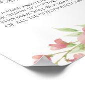 Pink Floral Gästebuch Unterschrift Poster (Ecke)