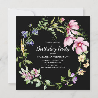 Pink Floral Geburtstag Einladung