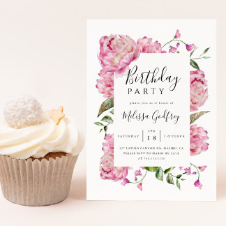 Pink Floral Geburtstagsparty Einladung