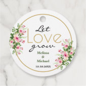 Pink Floral Gelassen Liebe wachsen Hochzeit Danke Geschenkanhänger (Rückseite)