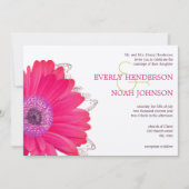 Pink Floral Gerber Daisy Wedding Einladung (Vorderseite)